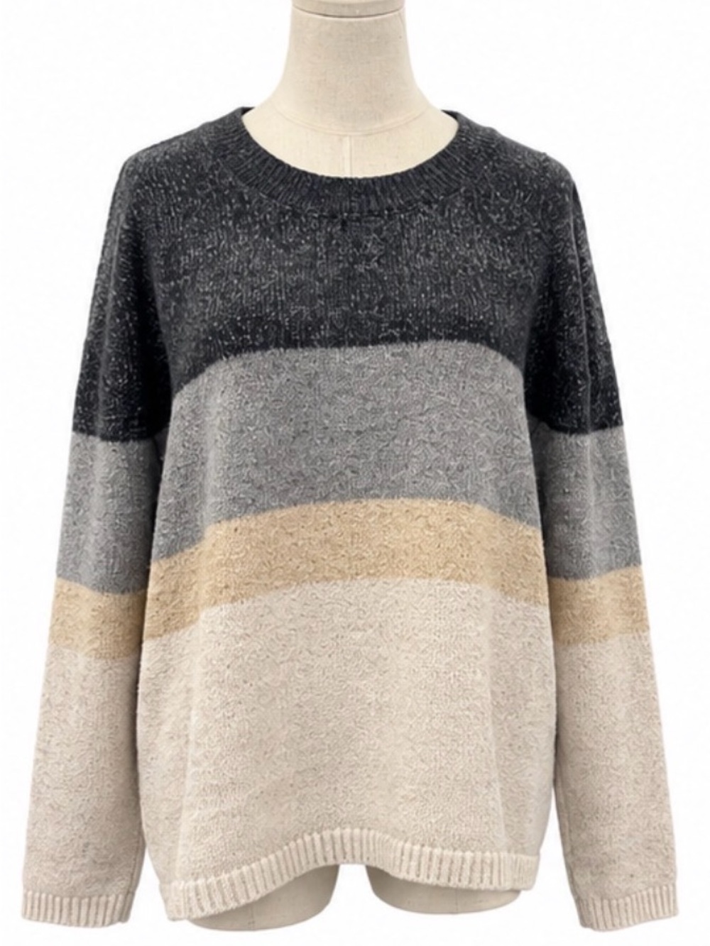 Z Supply Colorblock Crew Neck Sweater Size XL Gray Beige